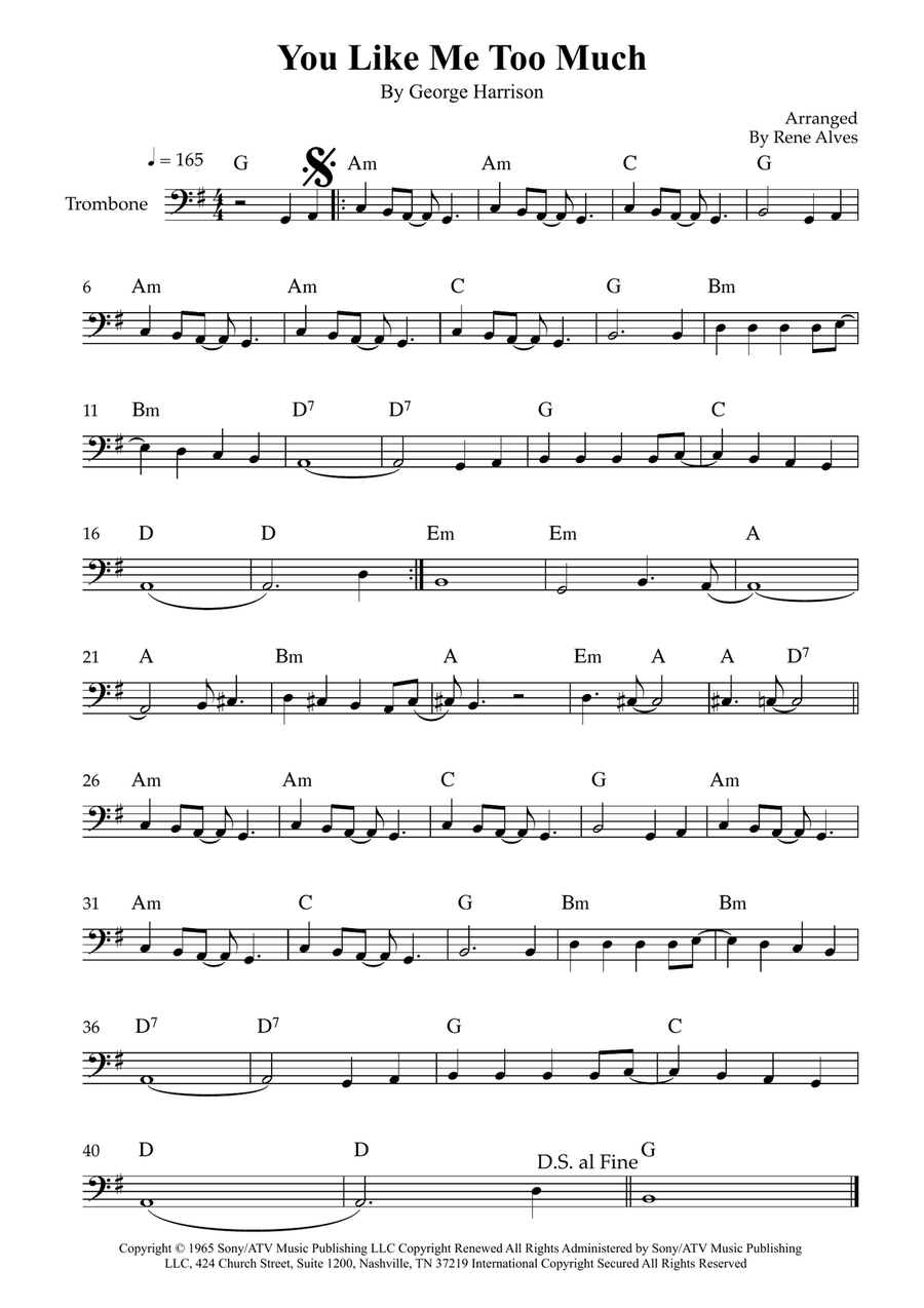 You Like Me Too Much You Like Me Too Much Trombone Solo scores gallery preview page 1