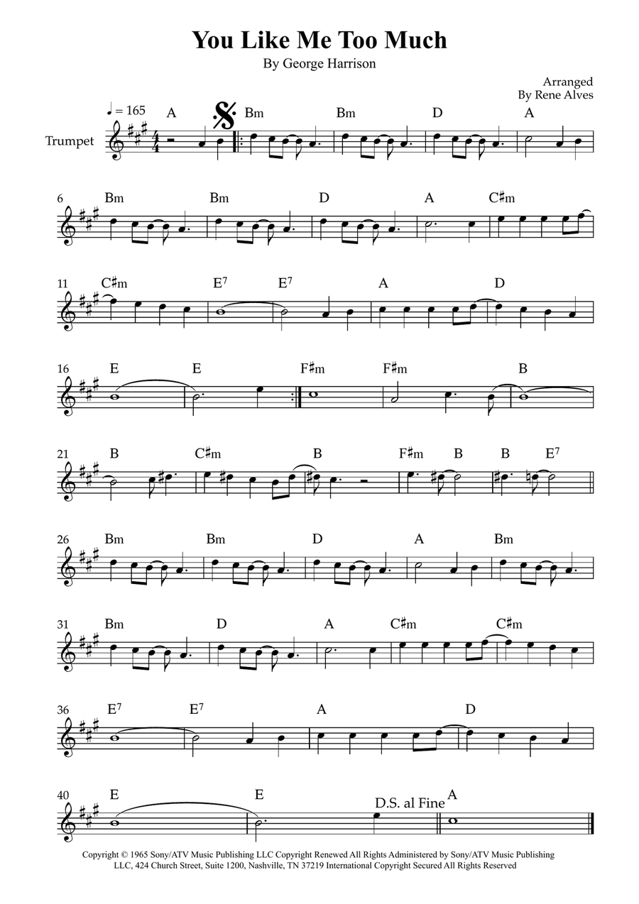 You Like Me Too Much You Like Me Too Much B-Flat Trumpet scores gallery preview page 1