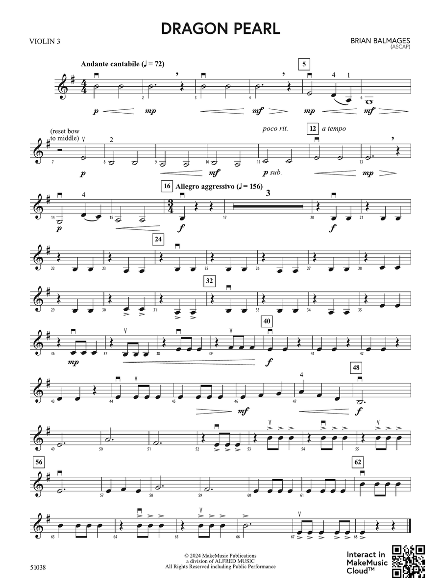 Dragon Pearl: 3rd Violin (Viola [TC]) Viola scores gallery preview page 1