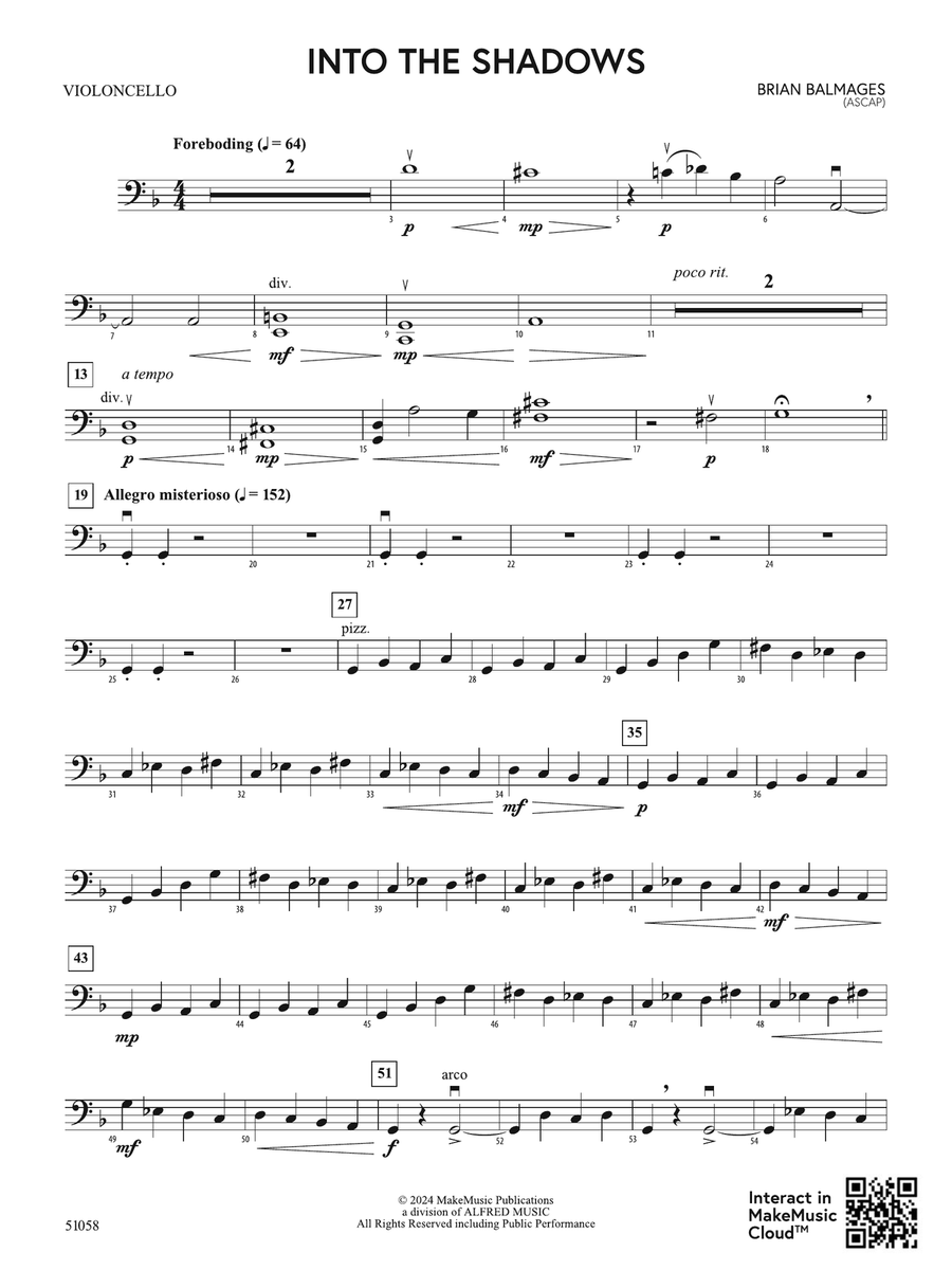 Into the Shadows: Cello Into the Shadows: Cello Part scores gallery preview page 1