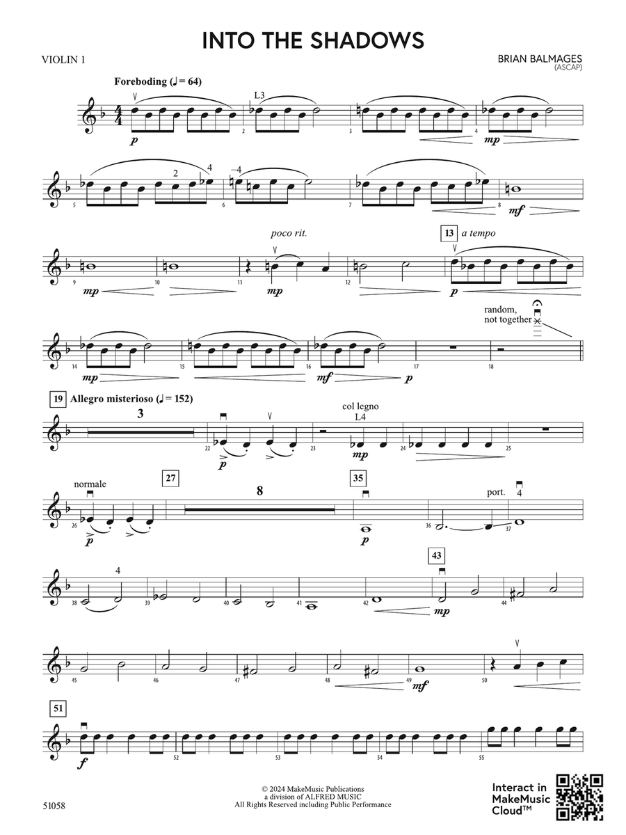 Into the Shadows: 1st Violin Violin scores gallery preview page 1
