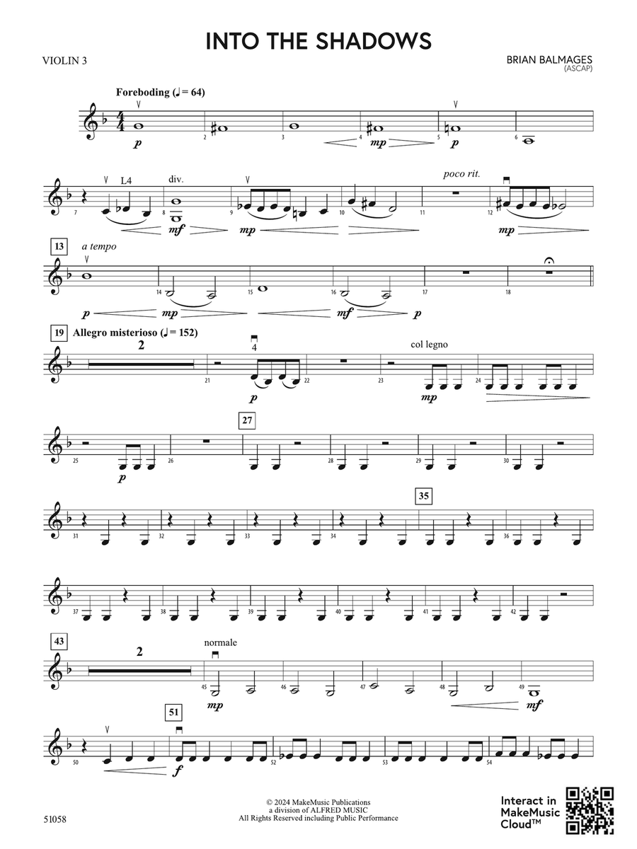 Into the Shadows: 3rd Violin (Viola [TC]) Viola scores gallery preview page 1