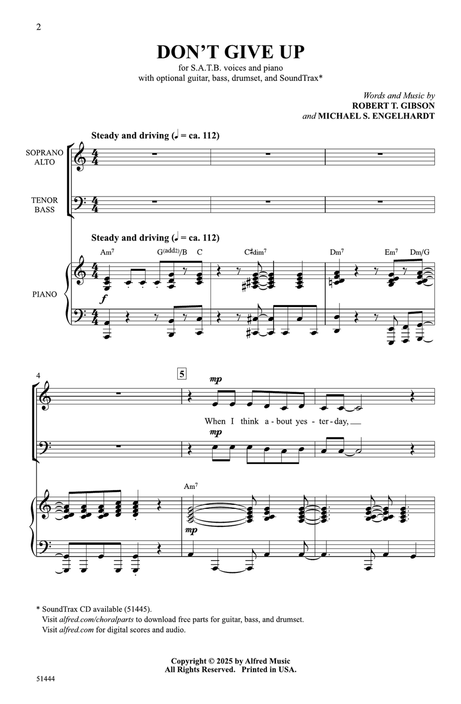Don't Give Up Don't Give Up Choir scores gallery preview page 1