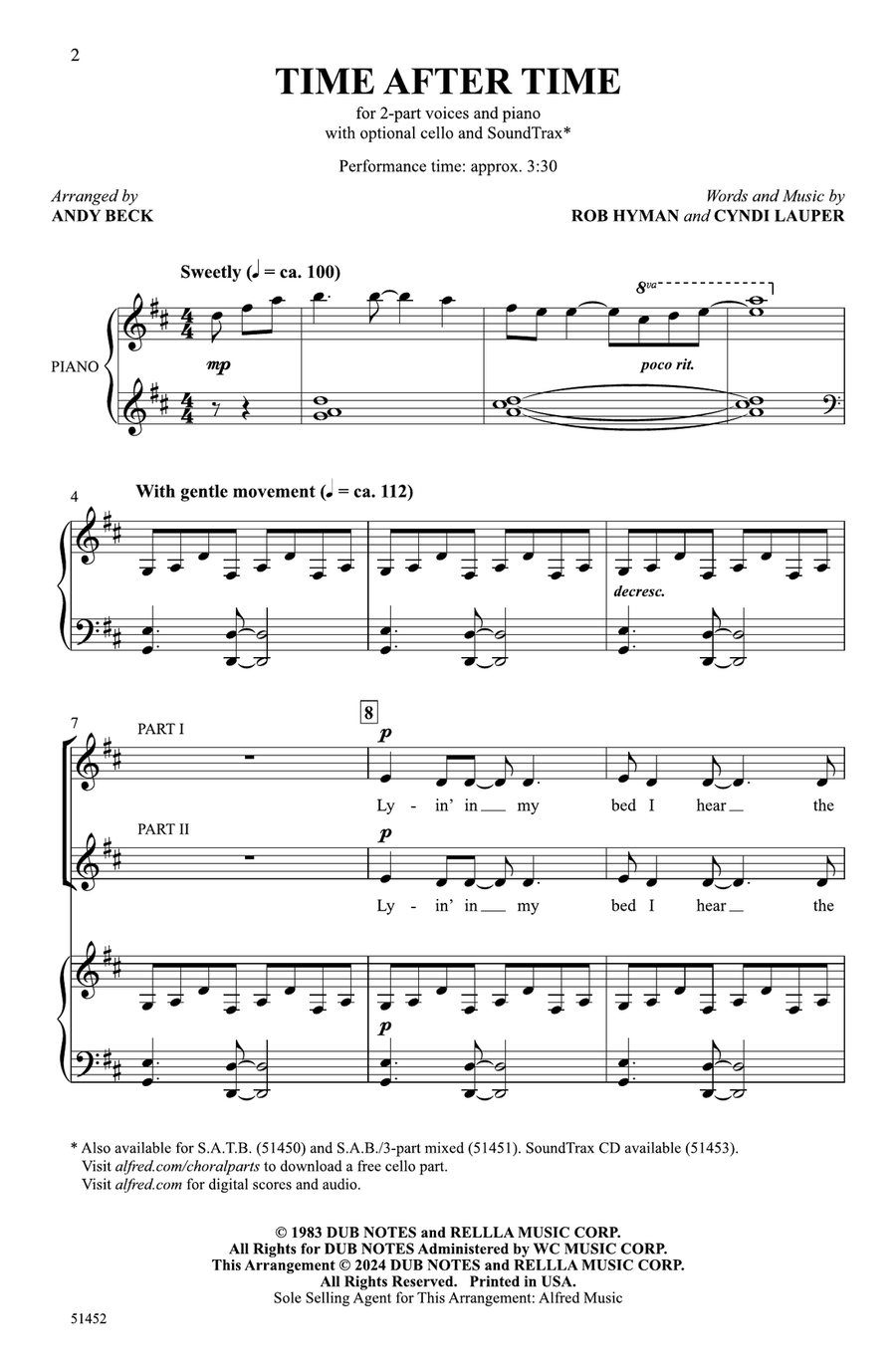 Time After Time Time After Time Choir scores gallery preview page 1