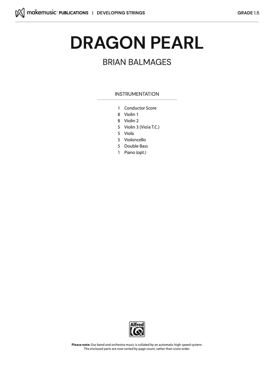 Dragon Pearl: Score Dragon Pearl: Score String Orchestra scores gallery preview page 1