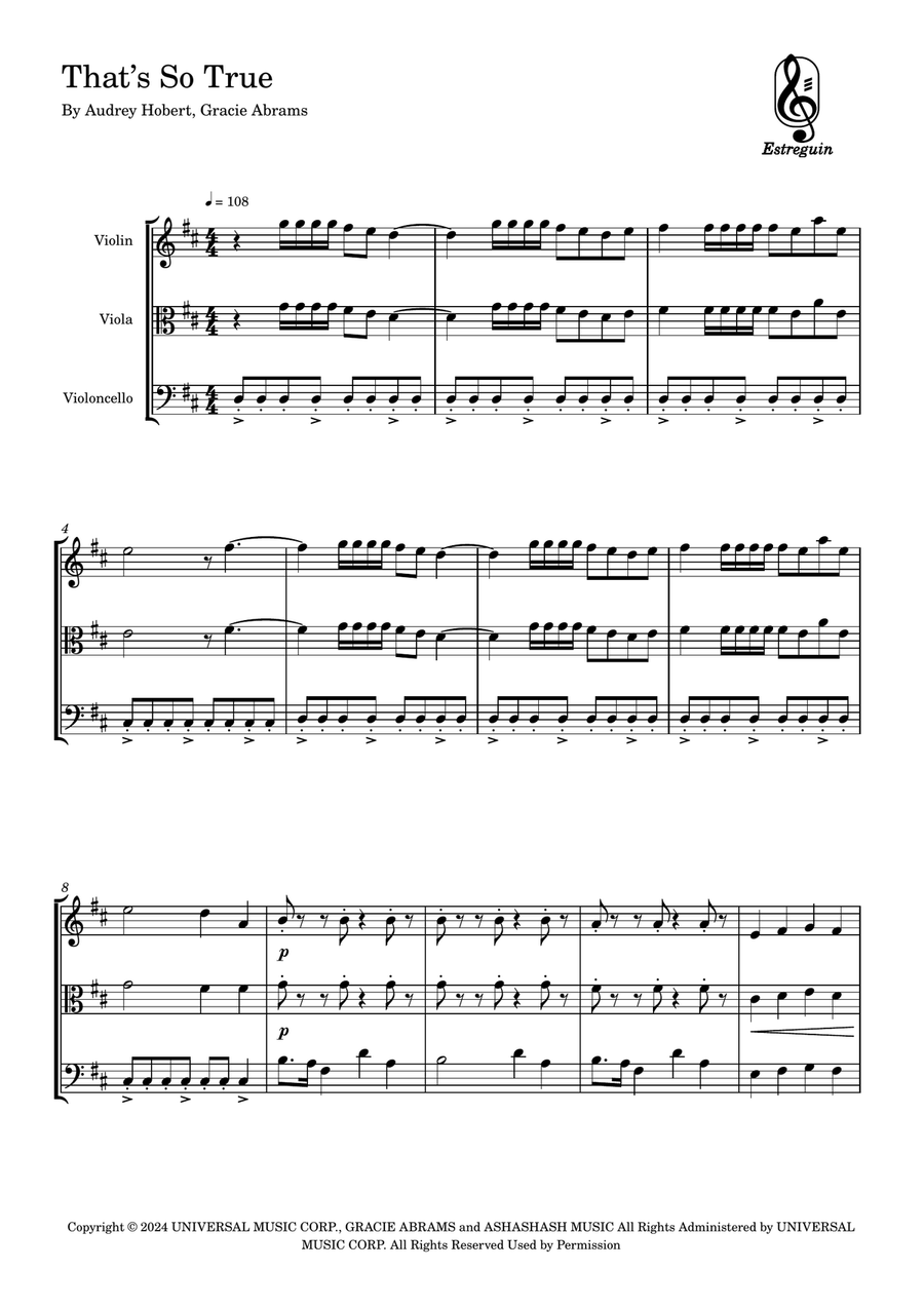 That's So True String Trio scores gallery preview page 1