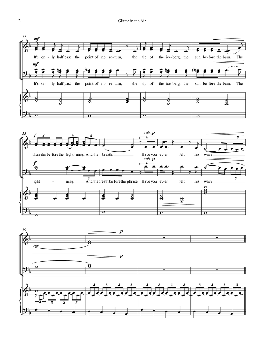 Glitter In The Air 4-Part scores gallery preview page 2