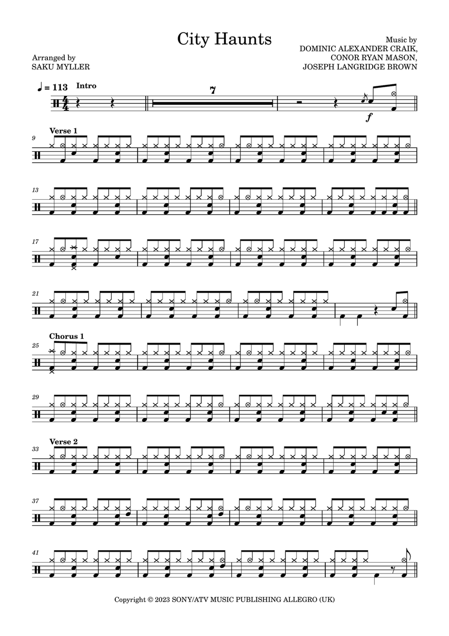 City Haunts City Haunts Drum Set scores gallery preview page 1
