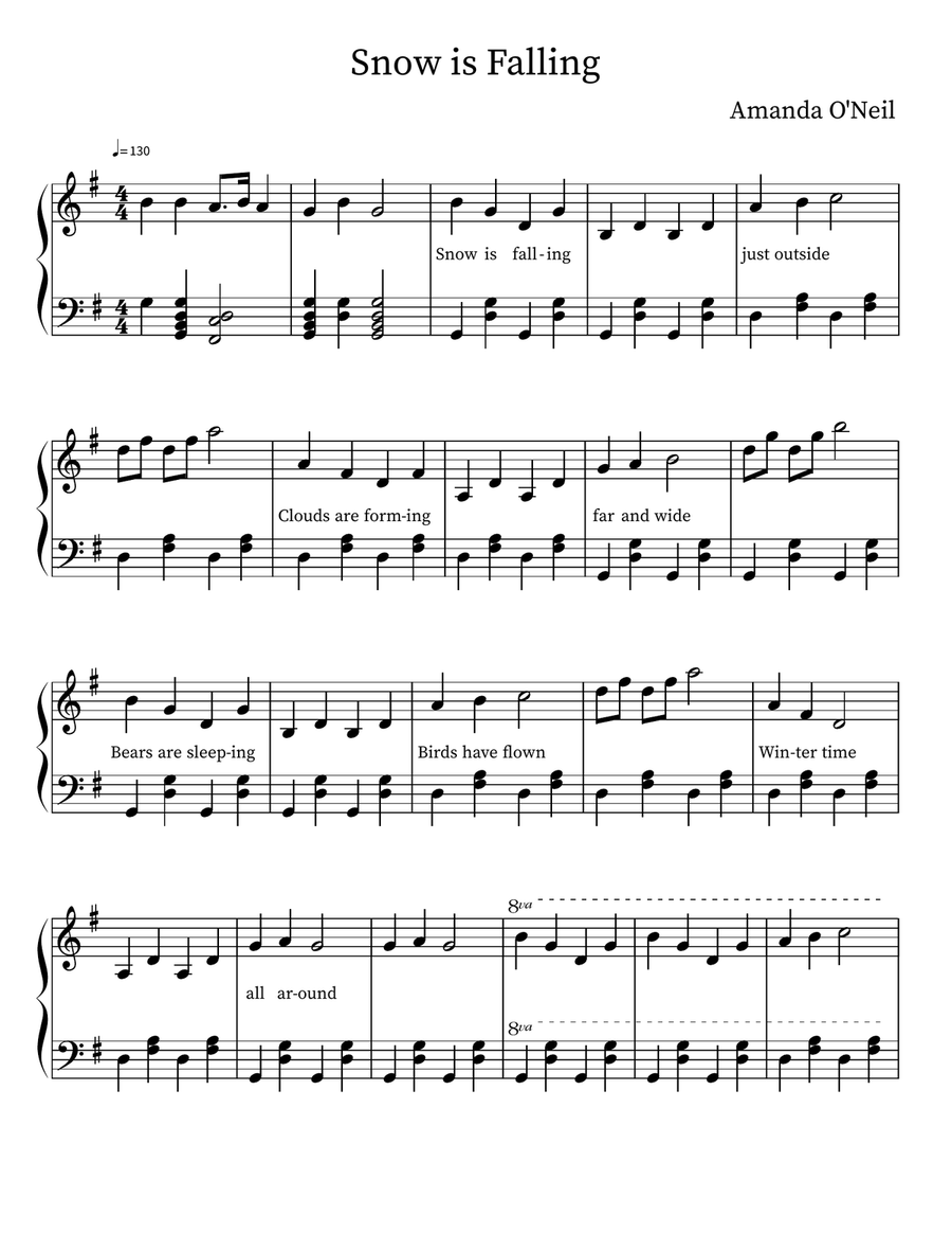Snow is Falling Snow is Falling Piano, Vocal scores gallery preview page 1