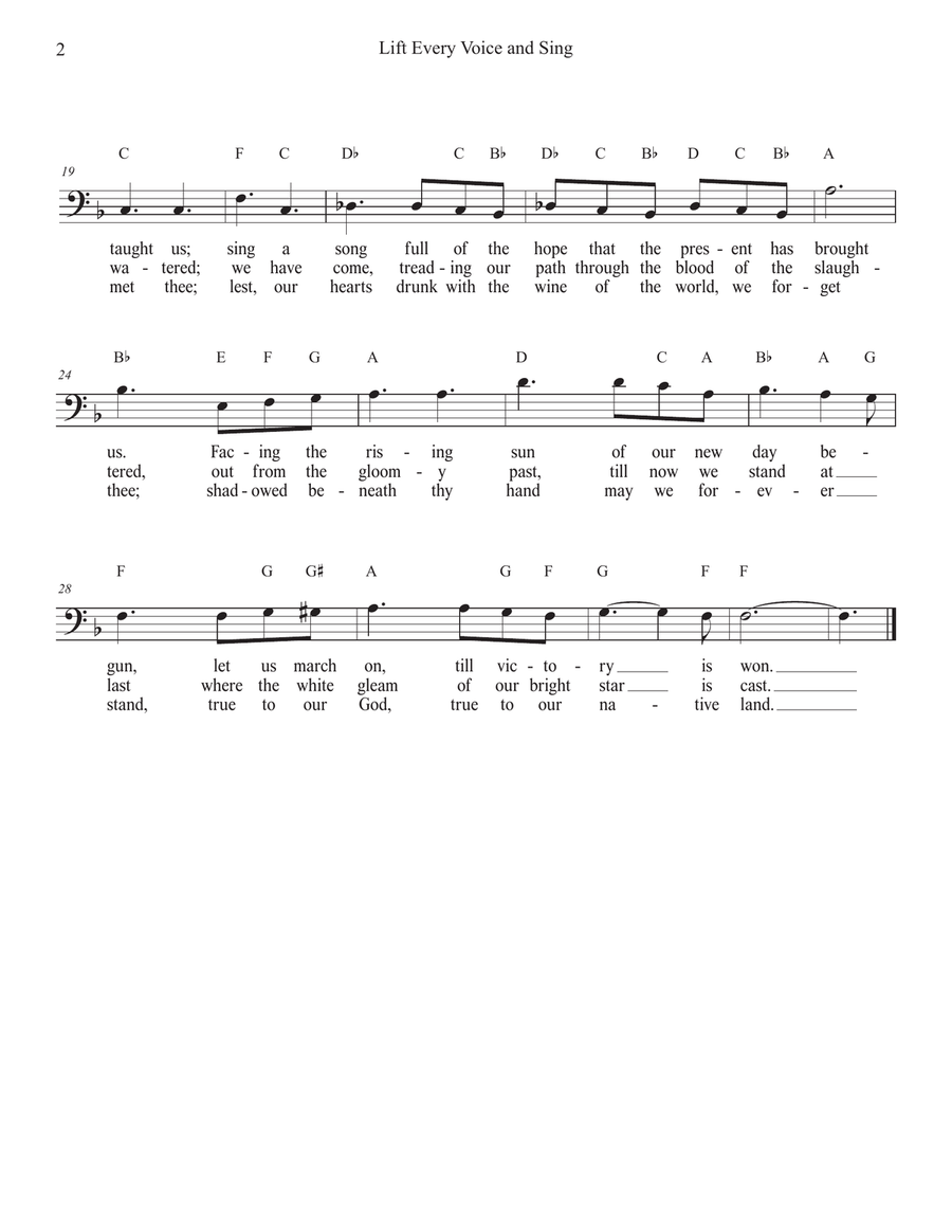Lift Every Voice and Sing for Trombone Bass Trombone scores gallery preview page 2