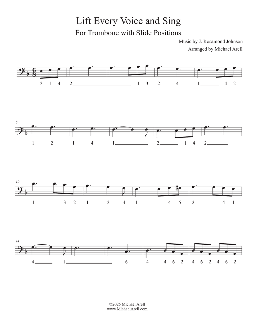 Lift Every Voice and Sing for Trombone Bass Trombone scores gallery preview page 3