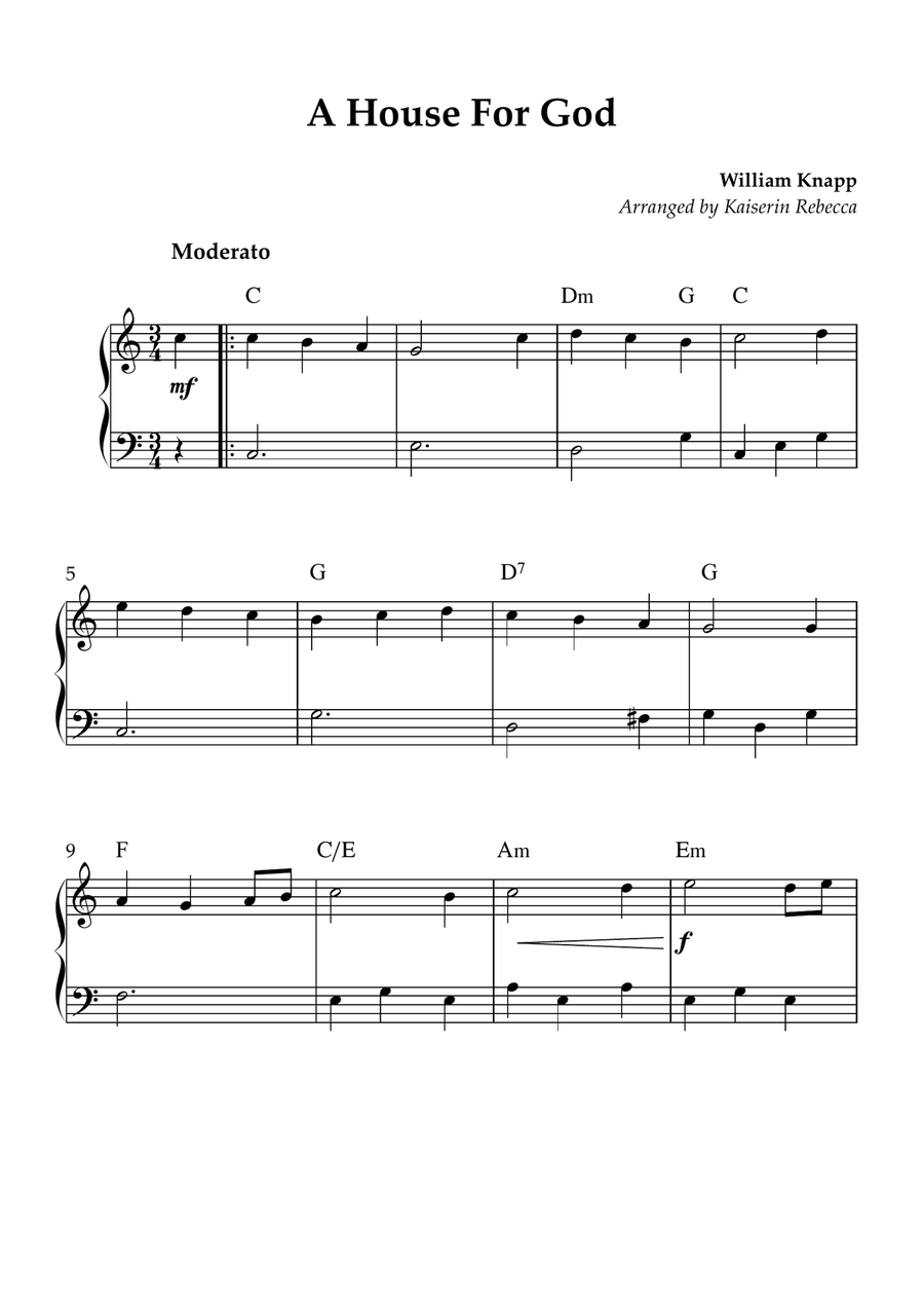 A House For God A House For God Easy Piano scores gallery preview page 1
