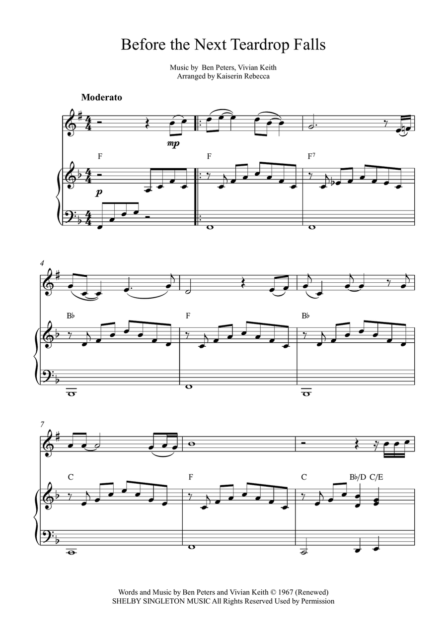 Before The Next Teardrop Falls Soprano Saxophone scores gallery preview page 1