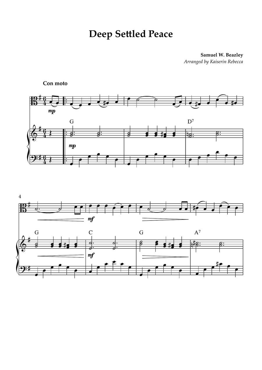 Deep Settled Peace Deep Settled Peace Viola scores gallery preview page 1