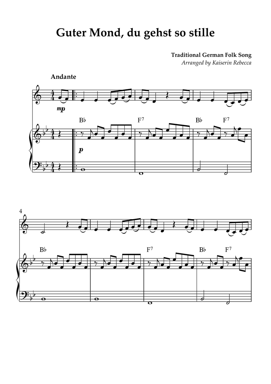Guter Mond, du gehst so stille Tenor Saxophone scores gallery preview page 1
