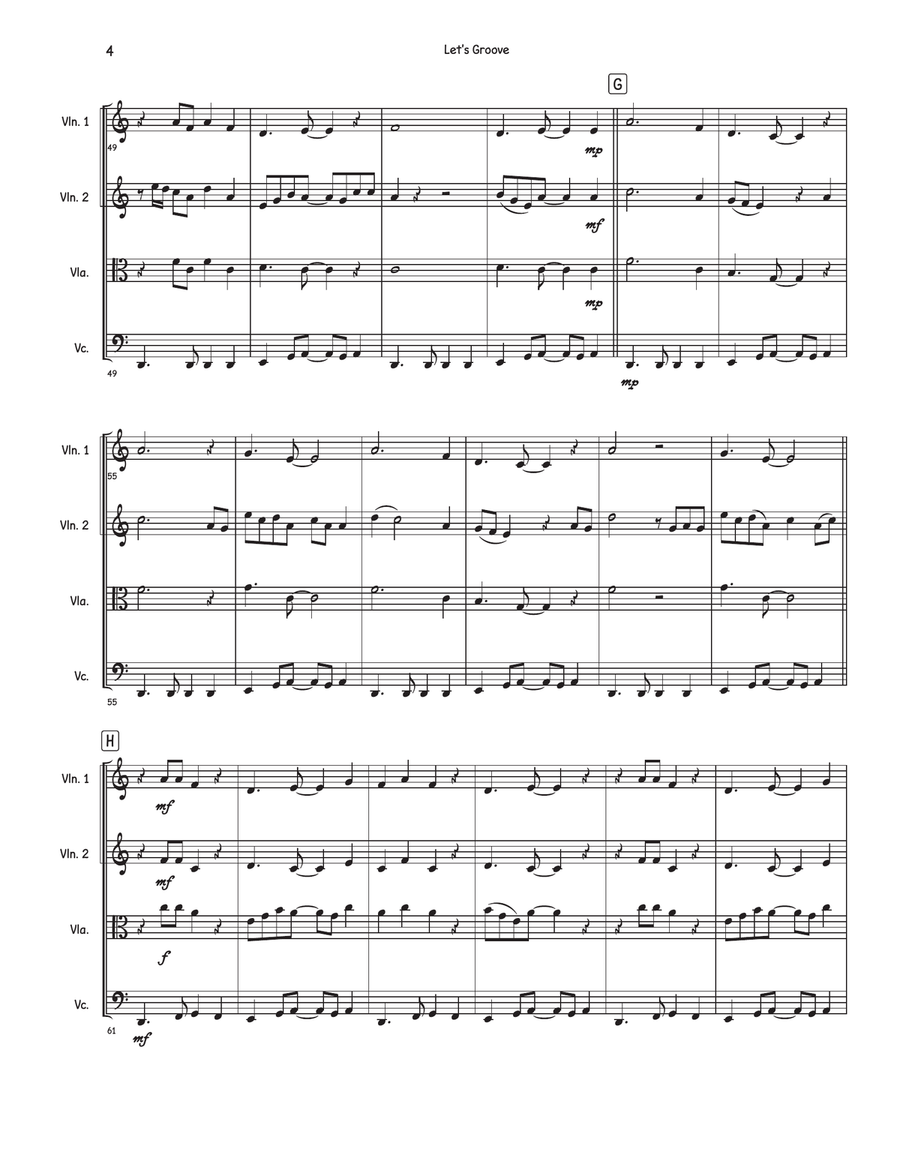 Let's Groove Let's Groove String Quartet scores gallery preview page 4