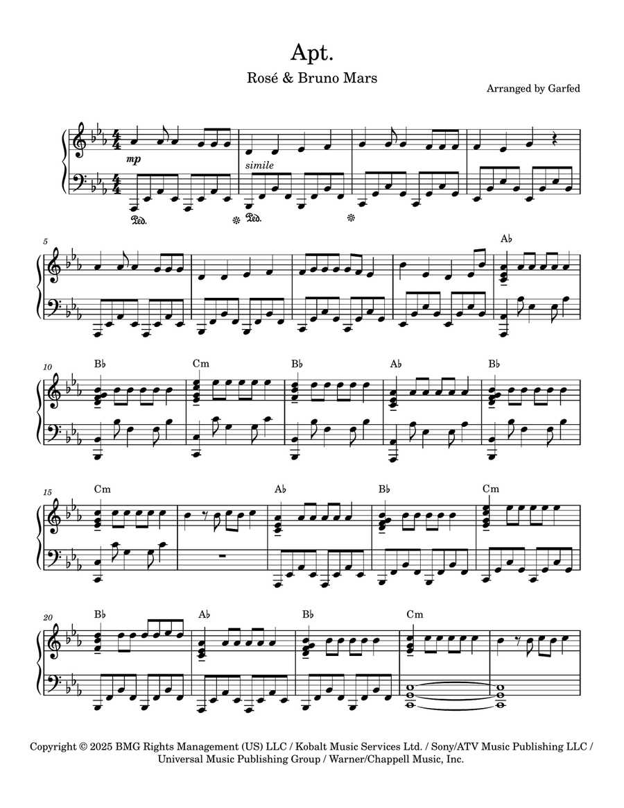 Apt. Apt. Piano Solo scores gallery preview page 1