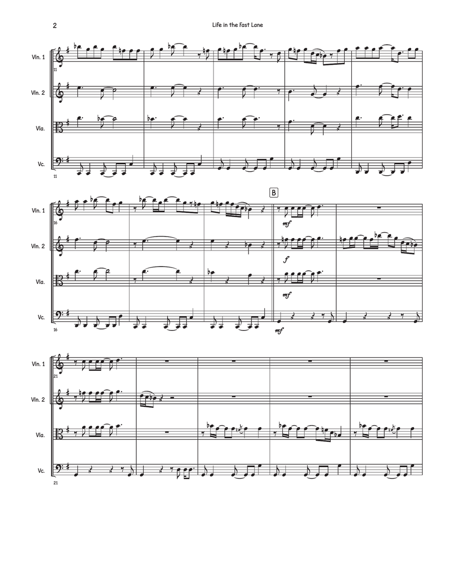 Life In The Fast Lane Life In The Fast Lane String Quartet scores gallery preview page 2