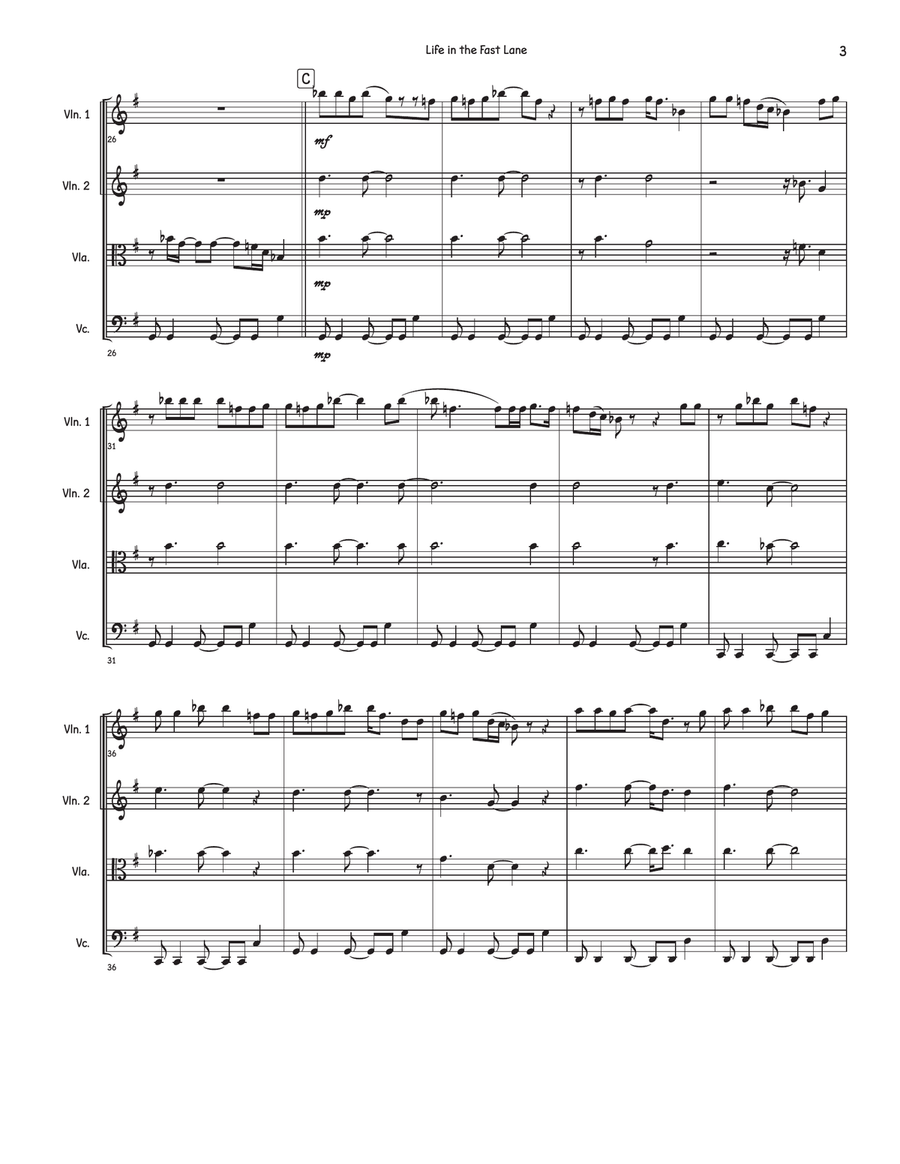 Life In The Fast Lane Life In The Fast Lane String Quartet scores gallery preview page 3