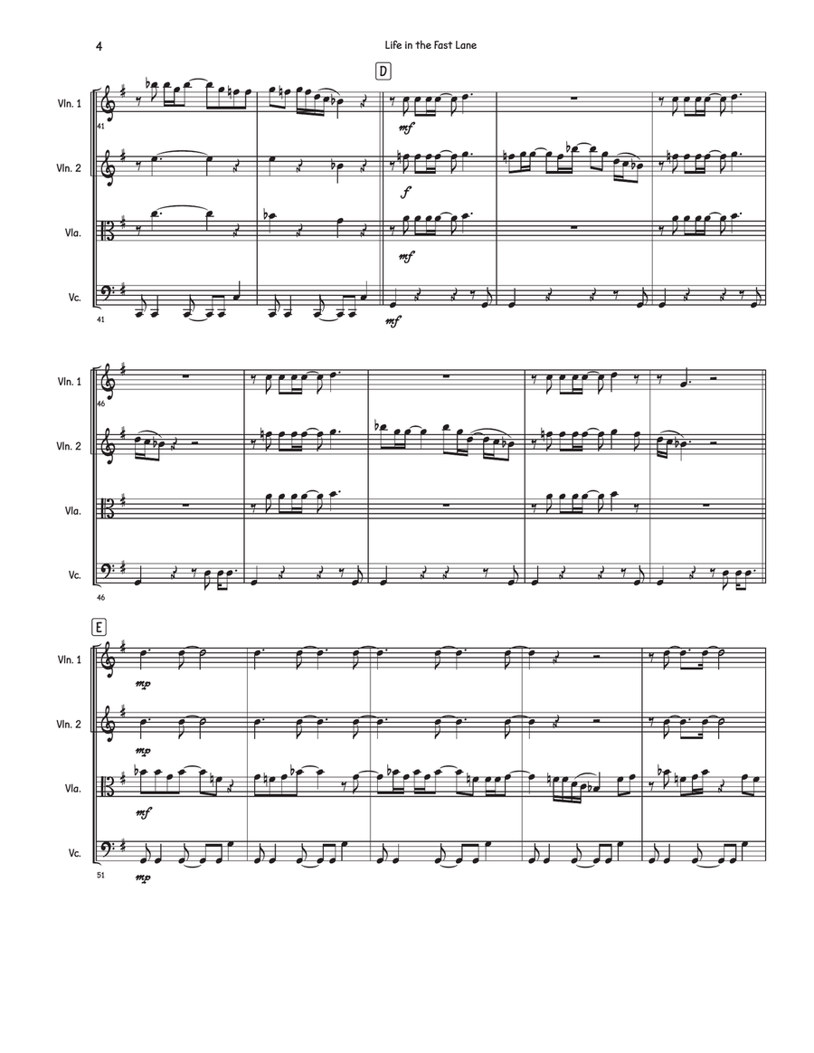 Life In The Fast Lane Life In The Fast Lane String Quartet scores gallery preview page 4