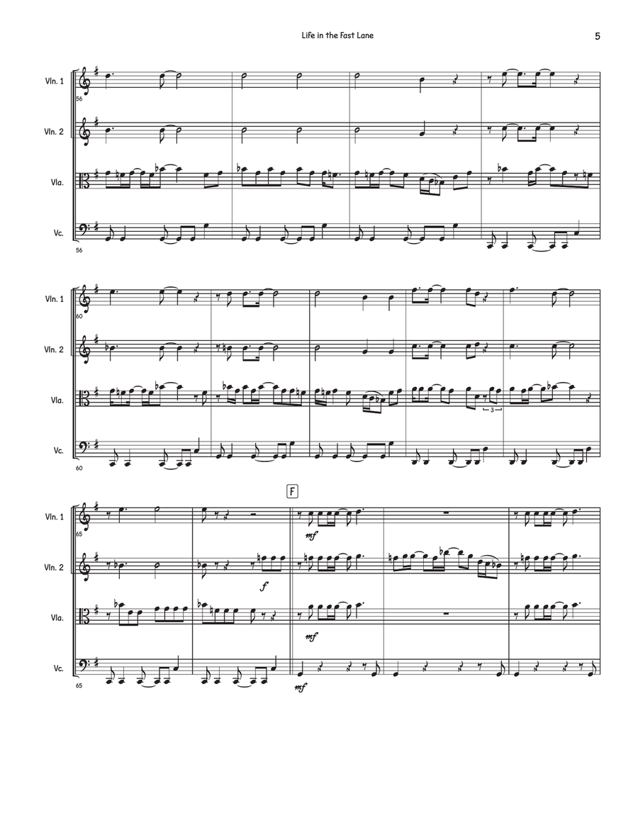 Life In The Fast Lane Life In The Fast Lane String Quartet scores gallery preview page 5