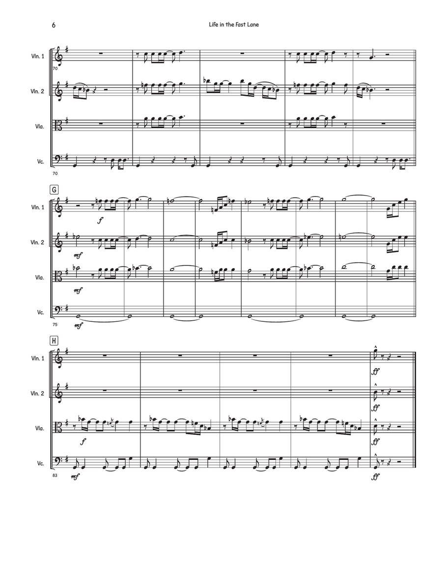 Life In The Fast Lane Life In The Fast Lane String Quartet scores gallery preview page 6