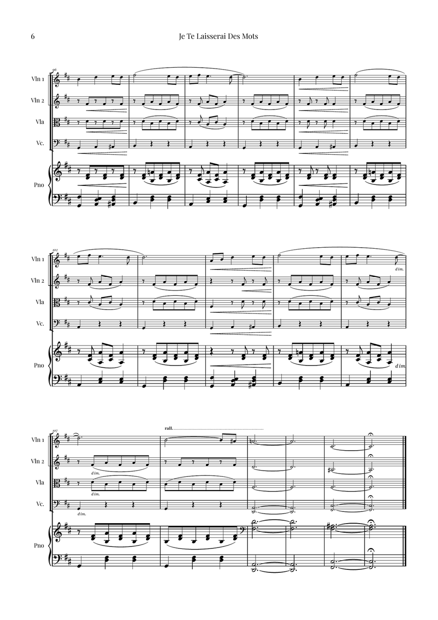 Je Te Laisserai Des Mots Piano Quintet scores gallery preview page 6