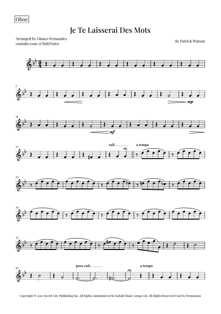 Je Te Laisserai Des Mots Woodwind Quartet scores gallery preview page 6