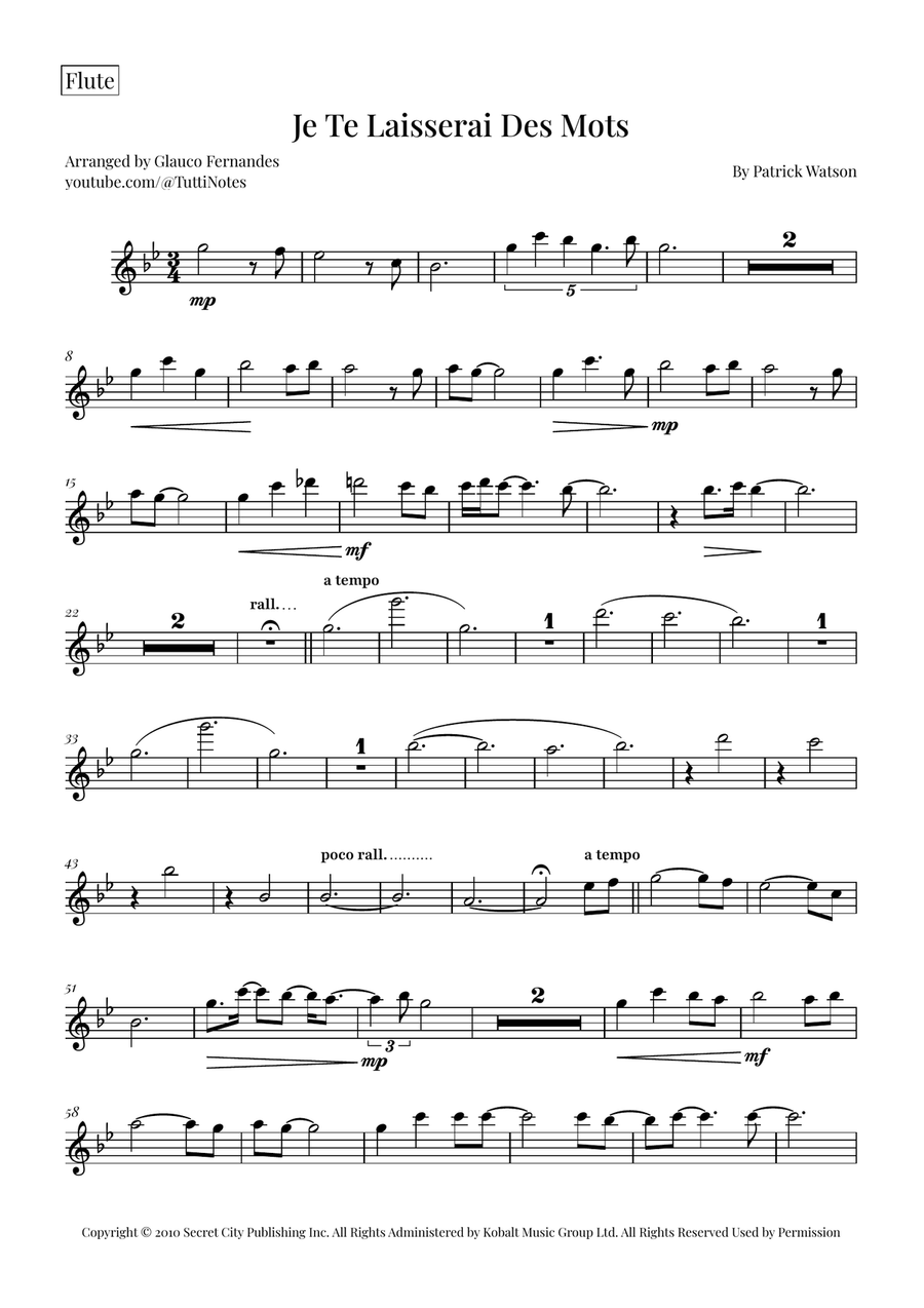 Je Te Laisserai Des Mots Woodwind Quartet scores gallery preview page 4