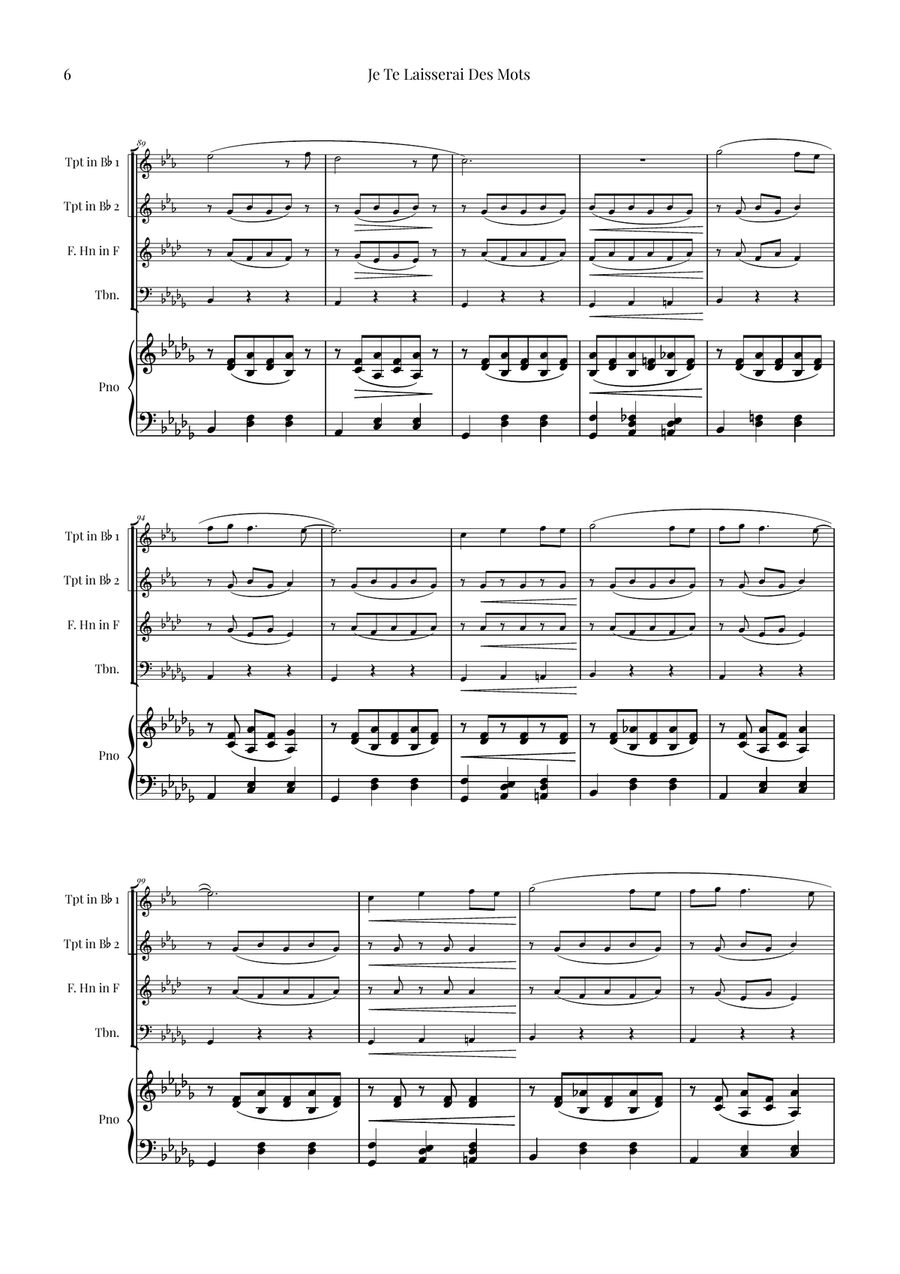 Je Te Laisserai Des Mots Brass Quartet scores gallery preview page 6