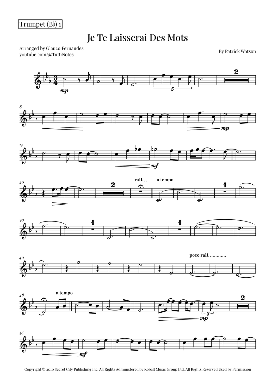 Je Te Laisserai Des Mots Brass Quartet scores gallery preview page 4