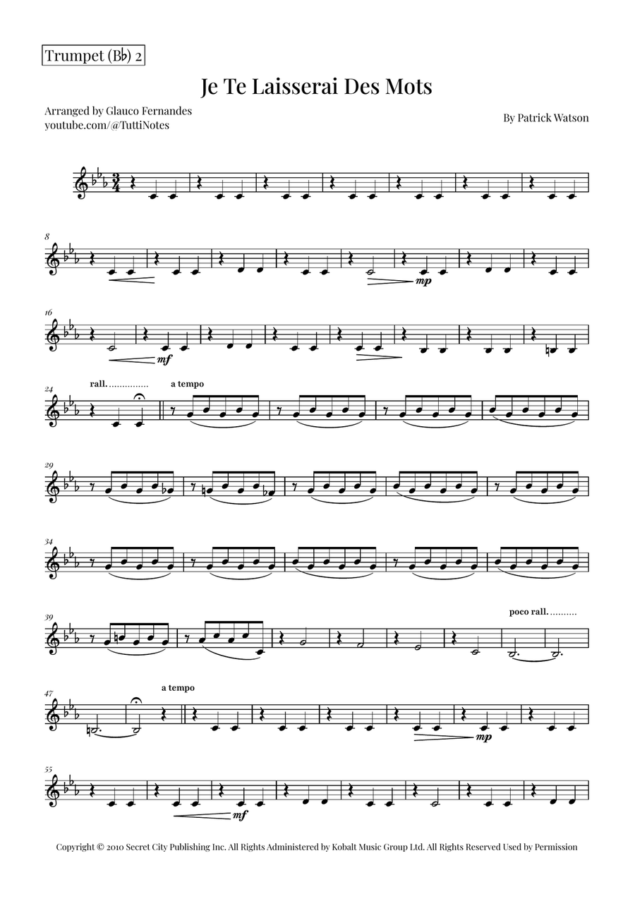 Je Te Laisserai Des Mots Brass Quartet scores gallery preview page 6