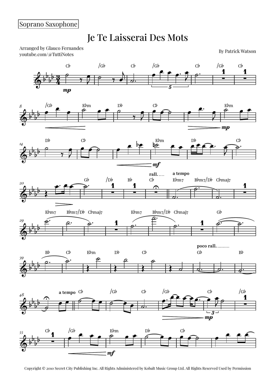 Je Te Laisserai Des Mots Saxophone Quartet scores gallery preview page 4