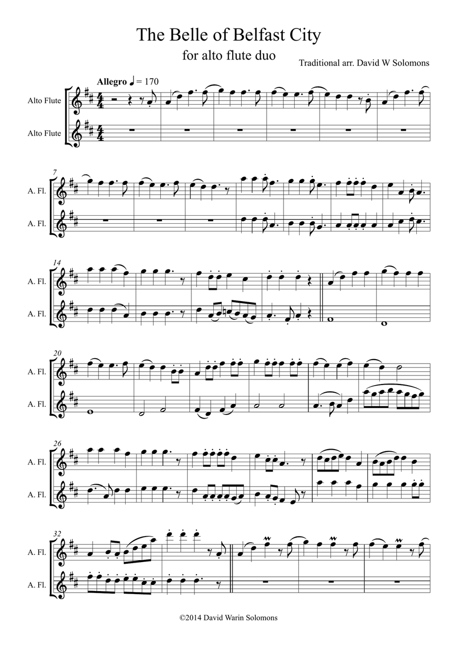 The Belle of Belfast City (I'll tell my ma when I get home) for 2 alto flutes Flute Duet scores gallery preview page 1