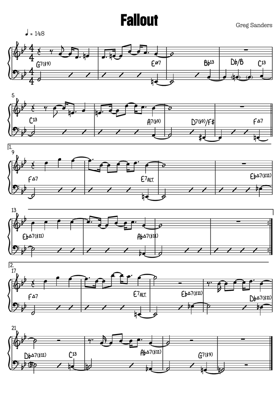 Fallout Piano scores gallery preview page 1
