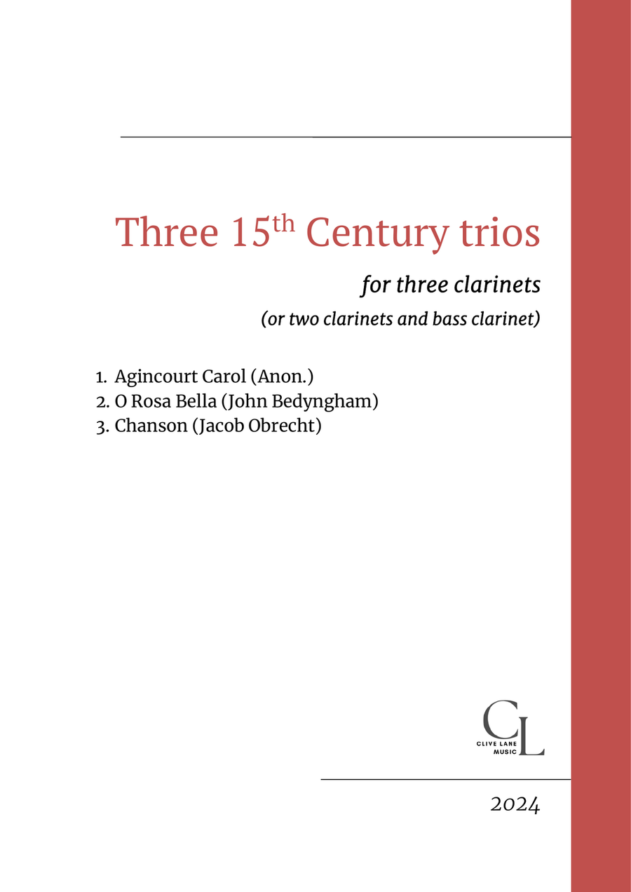 Three 15th Century Trios for three clarinets Woodwind Trio scores gallery preview page 1