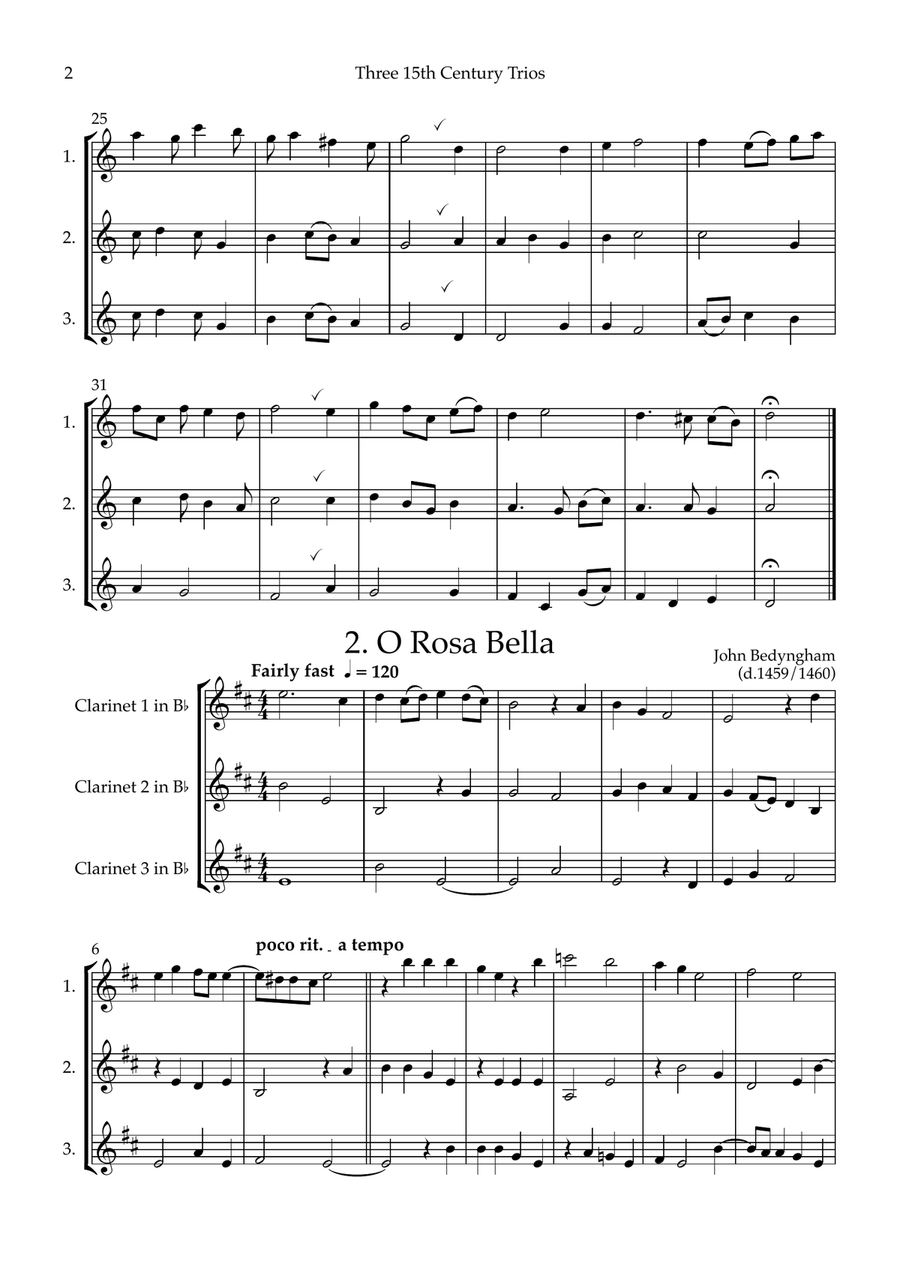 Three 15th Century Trios for three clarinets Woodwind Trio scores gallery preview page 4
