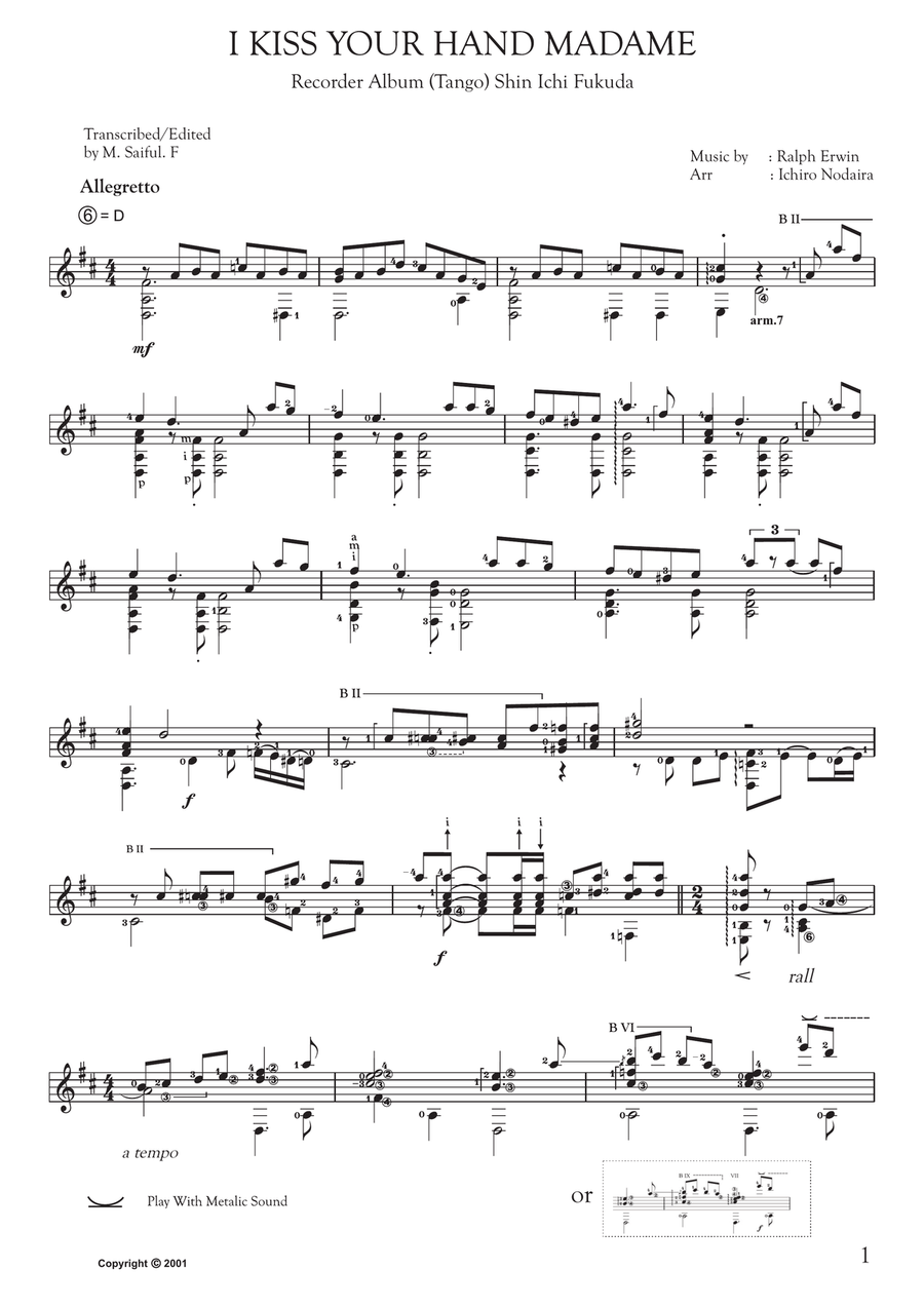 I kiss your hand madame I kiss your hand madame Piano scores gallery preview page 1