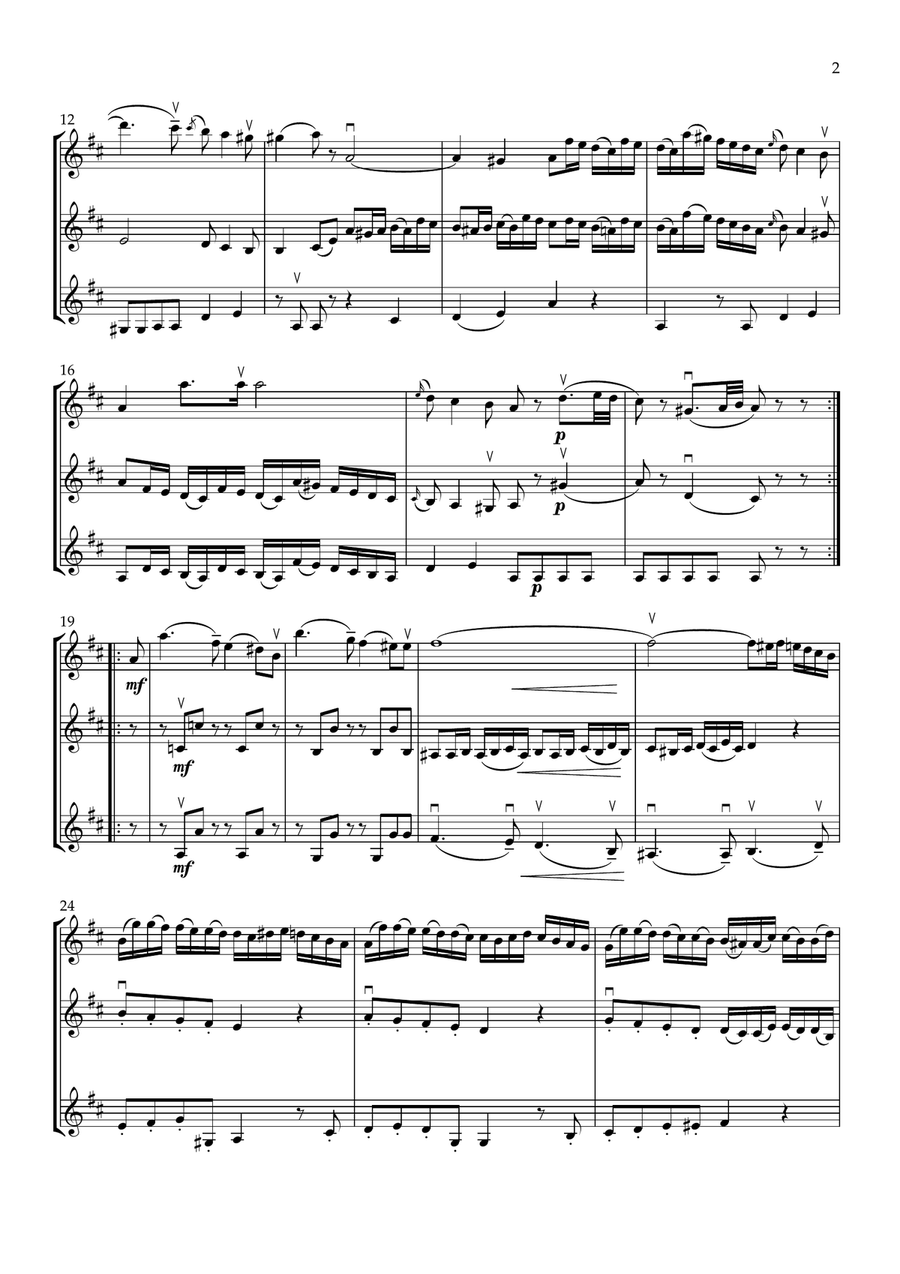 D Major Violin Trio, HAYDN for 3 Violins (Viola option) String Trio scores gallery preview page 2
