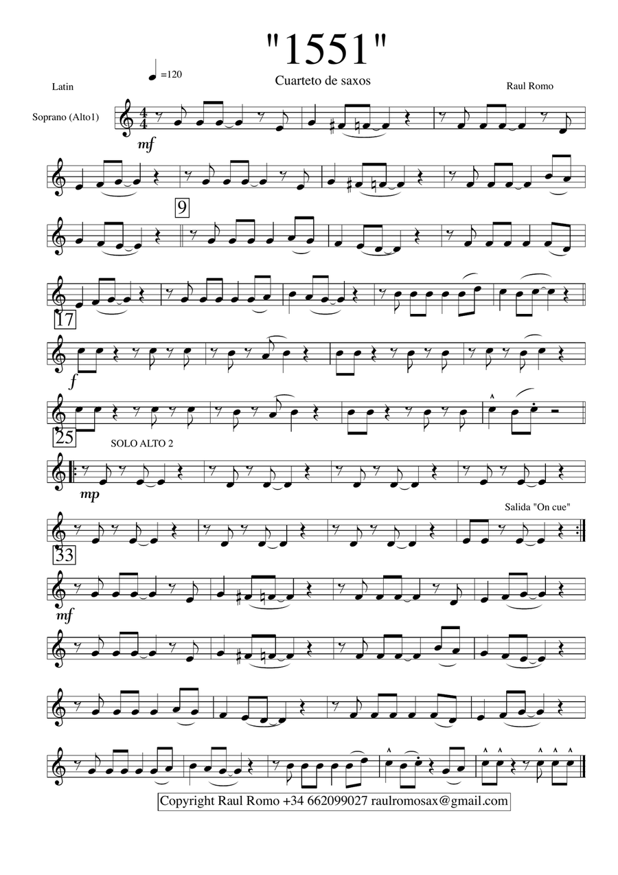 1551 - SAX QUARTET - AATB SATB Saxophone Quartet scores gallery preview page 4