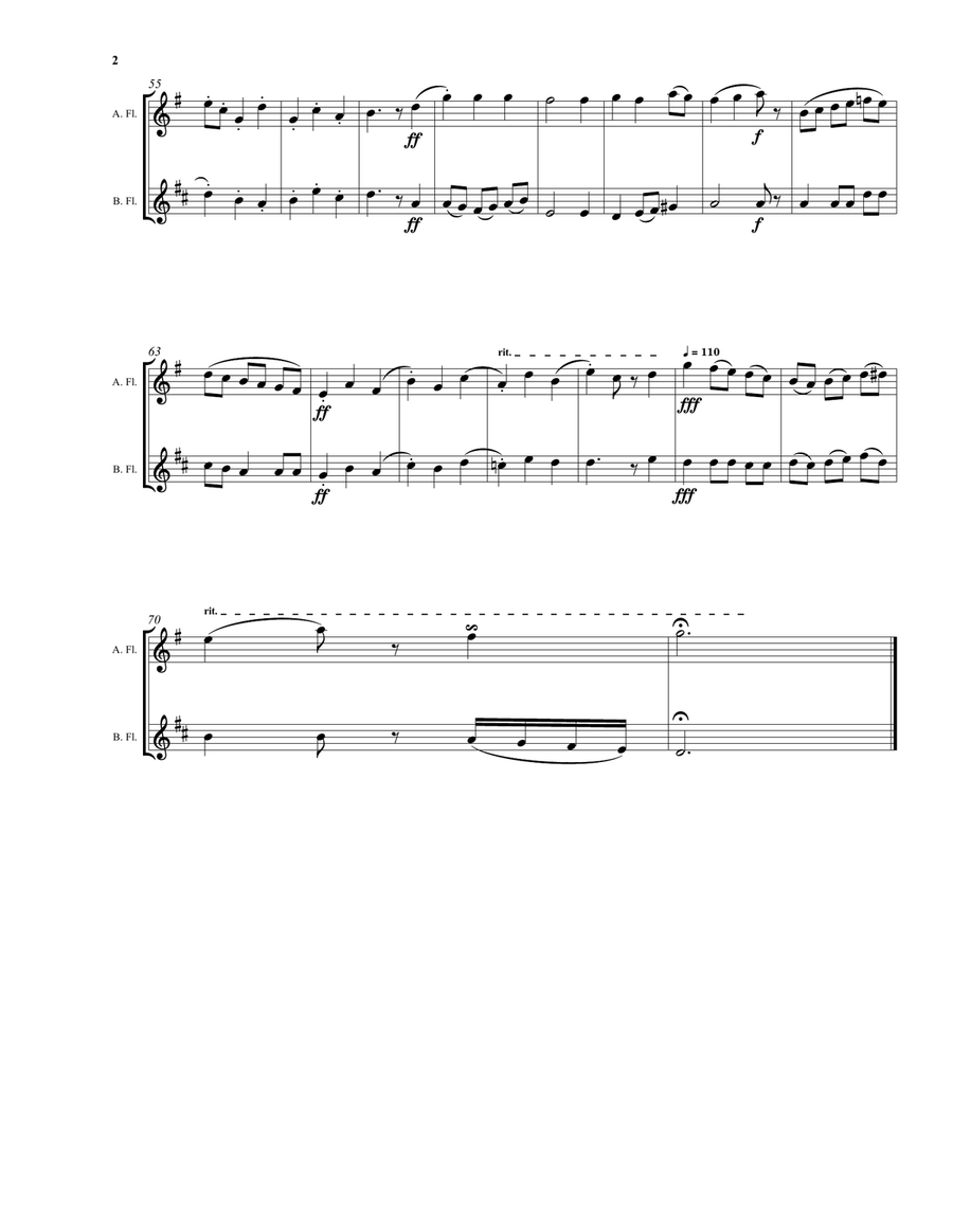 We wish you a merry Christmas for alto and bass flutes Flute Duet scores gallery preview page 2