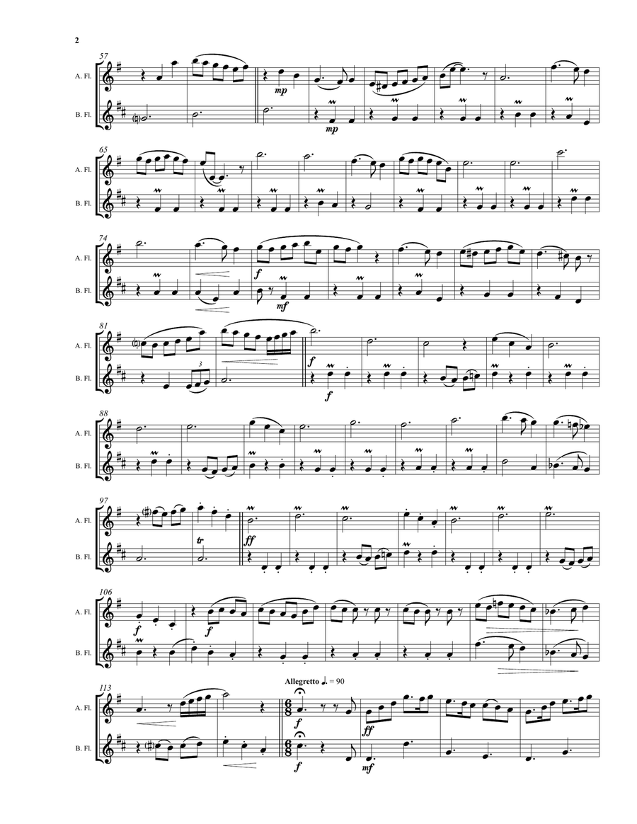 Paddywhack Variations for alto and bass flutes Flute Duet scores gallery preview page 2