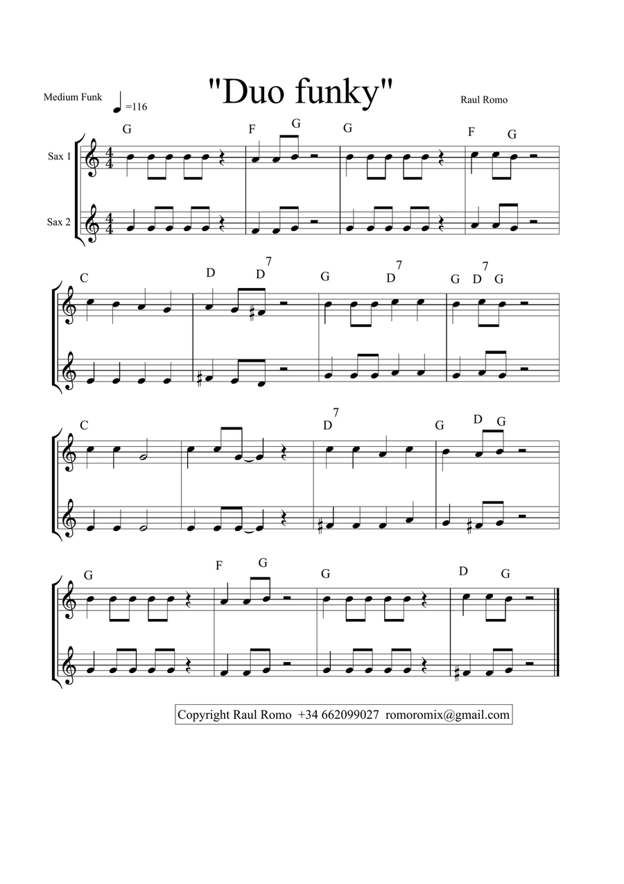 8 Sax duos - Lower octave EASY Grade 1 VOL 1 Woodwind Duet scores gallery preview page 1