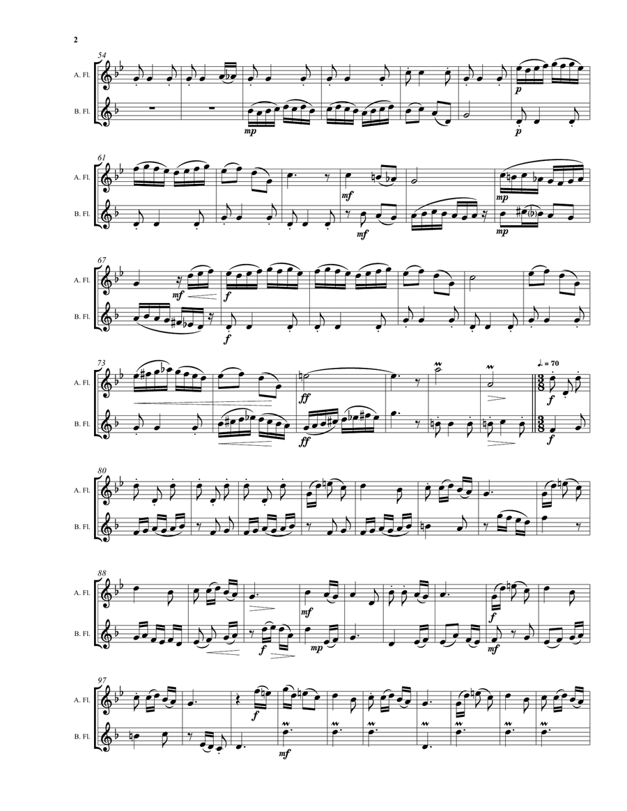 Variations on Noel Nouvelet for alto and bass flutes Flute Duet scores gallery preview page 2