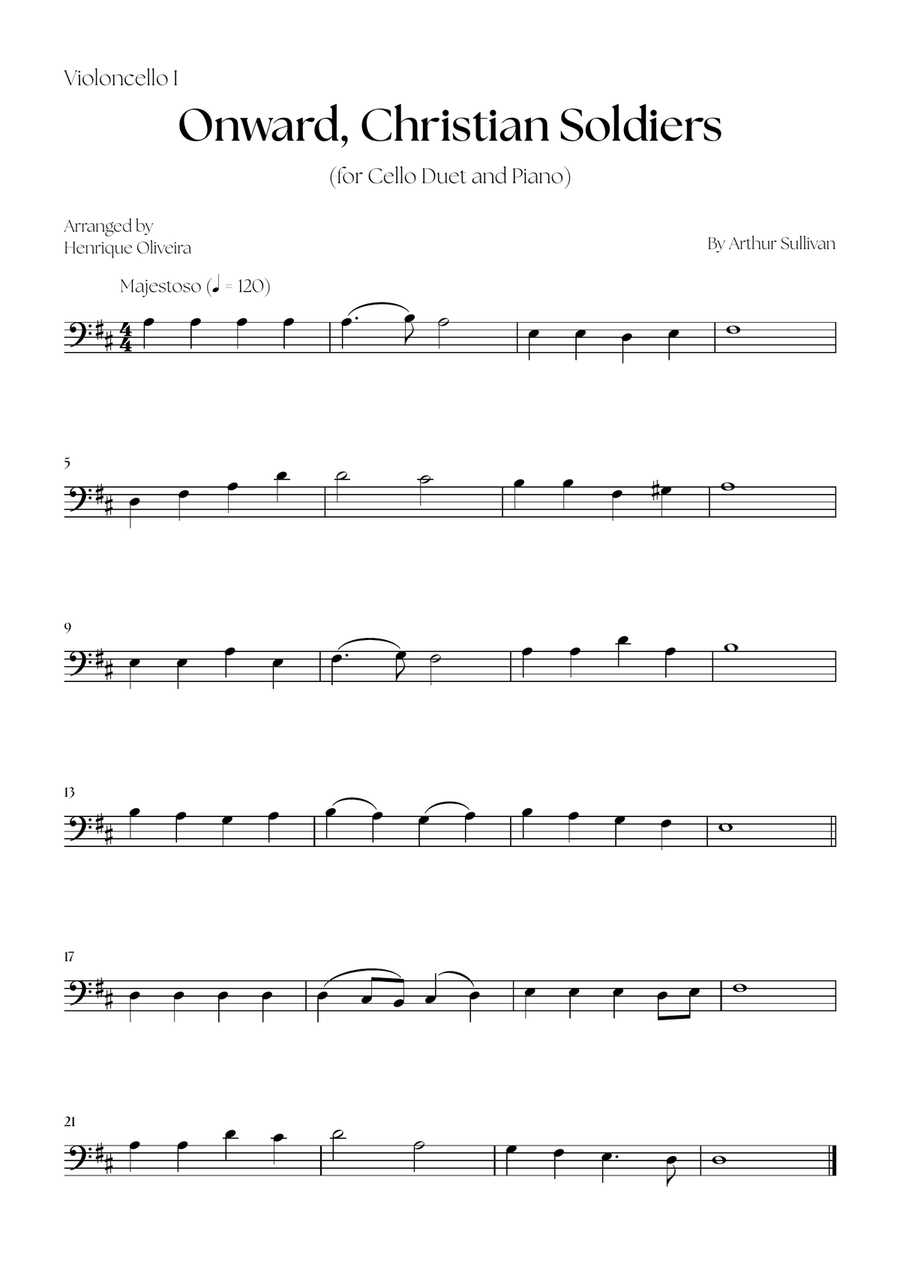 Onward, Christian Soldiers (Cello Duet and Piano) - Easy Level String Duet scores gallery preview page 4