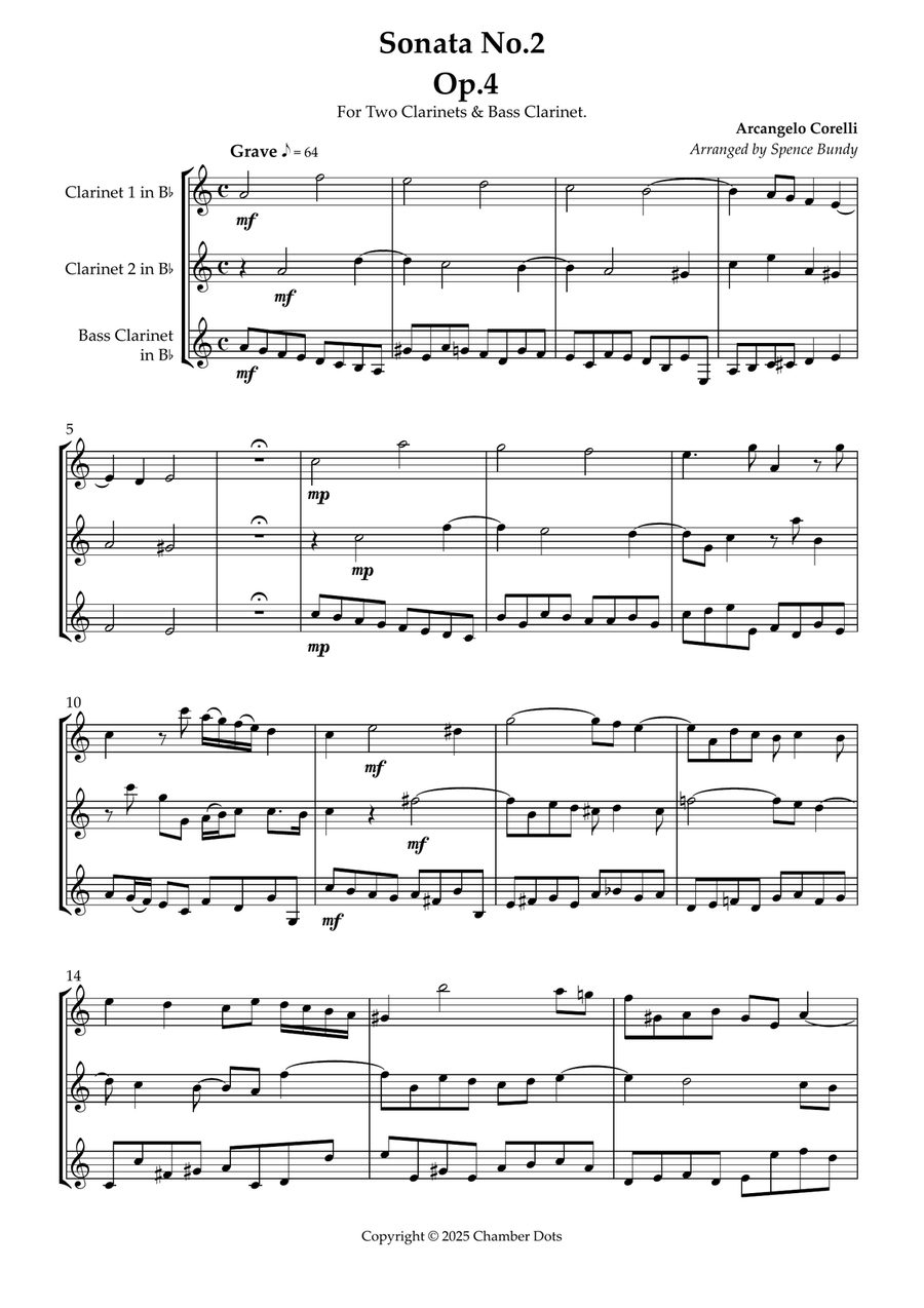 Sonata No.2 Op.4 Sonata No.2 Op.4 Clarinet Trio scores gallery preview page 2