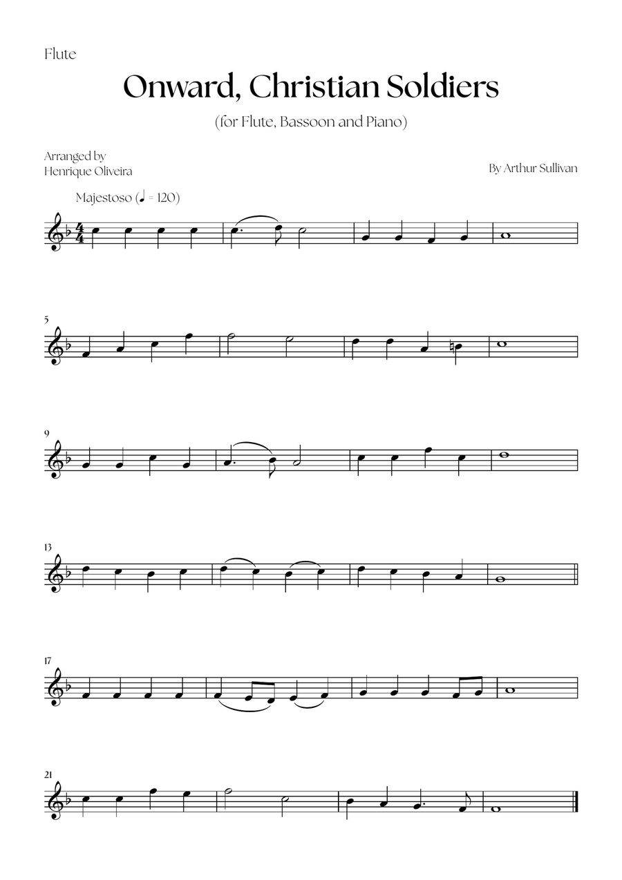Onward, Christian Soldiers (Flute, Bassoon and Piano) - Easy Level Woodwind Duet scores gallery preview page 4