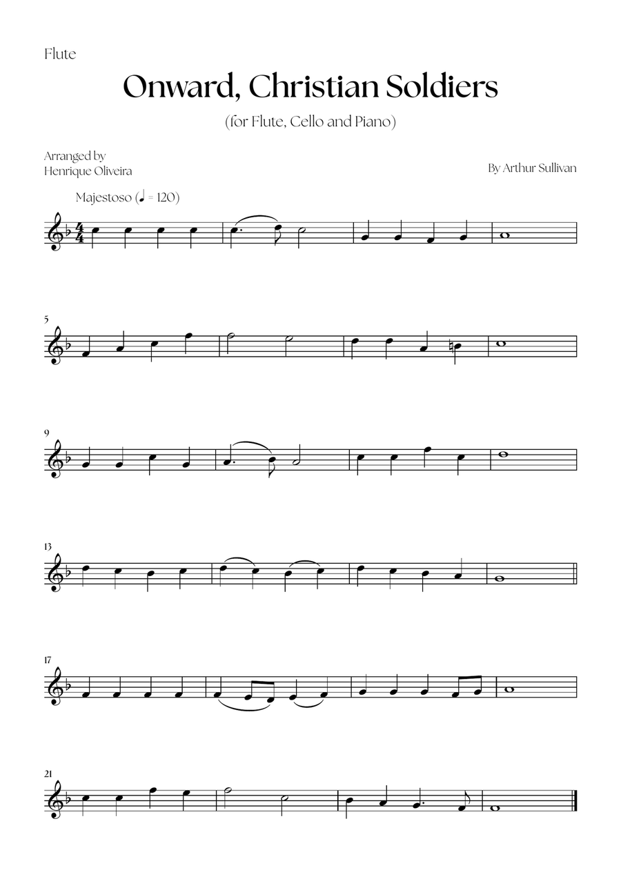 Onward, Christian Soldiers (Flute, Cello and Piano) - Easy Level Flute scores gallery preview page 4