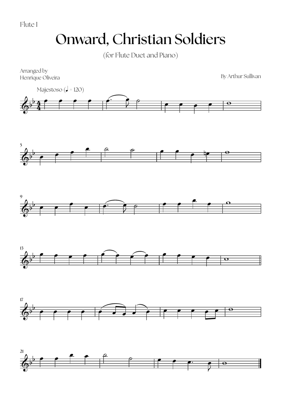 Onward, Christian Soldiers (Flute Duet and Piano) - Easy Level Flute Duet scores gallery preview page 4
