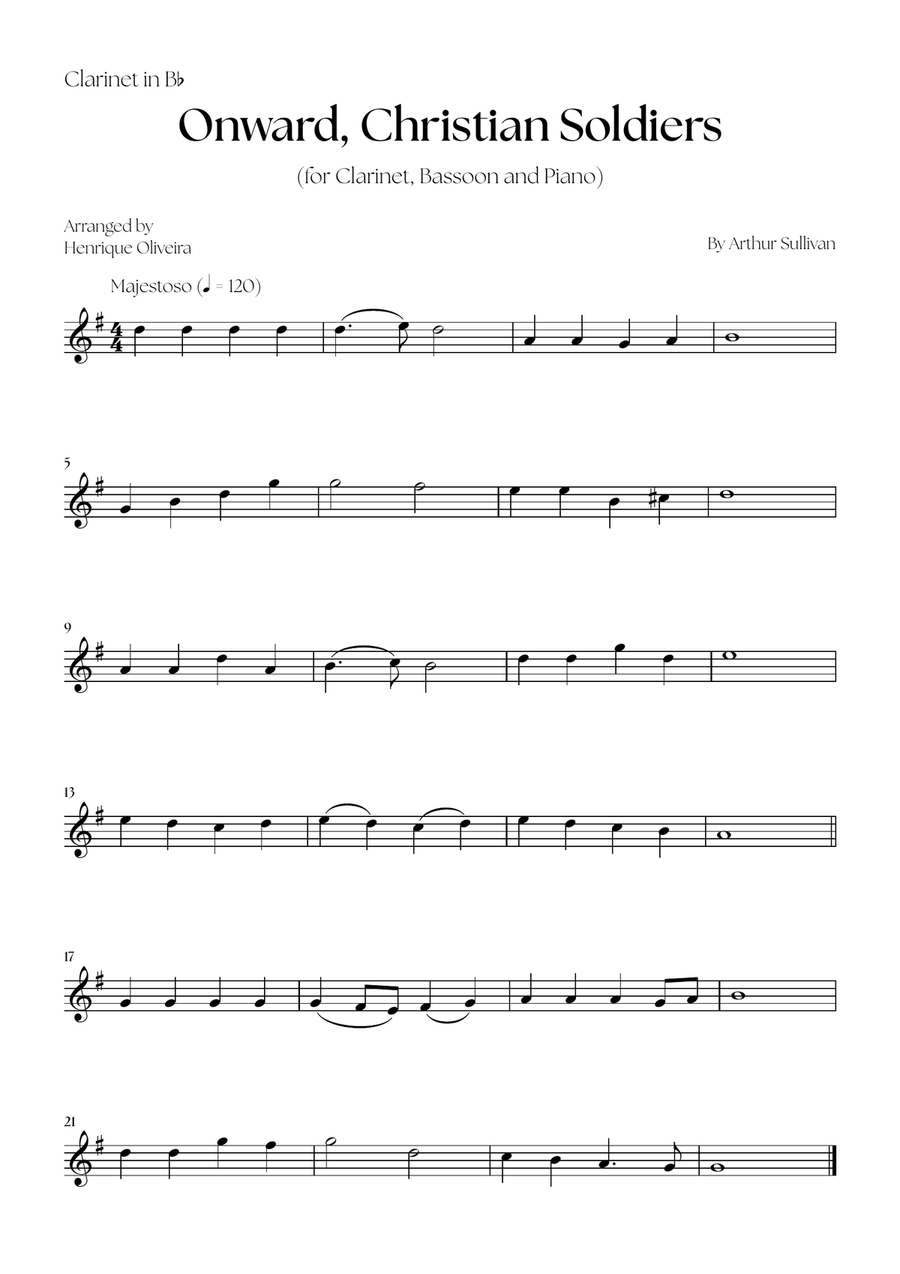 Onward, Christian Soldiers (Clarinet, Bassoon and Piano) - Easy Level Woodwind Duet scores gallery preview page 4